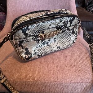 Steve Madden Black and Gray Snake Print Crossbody Bag